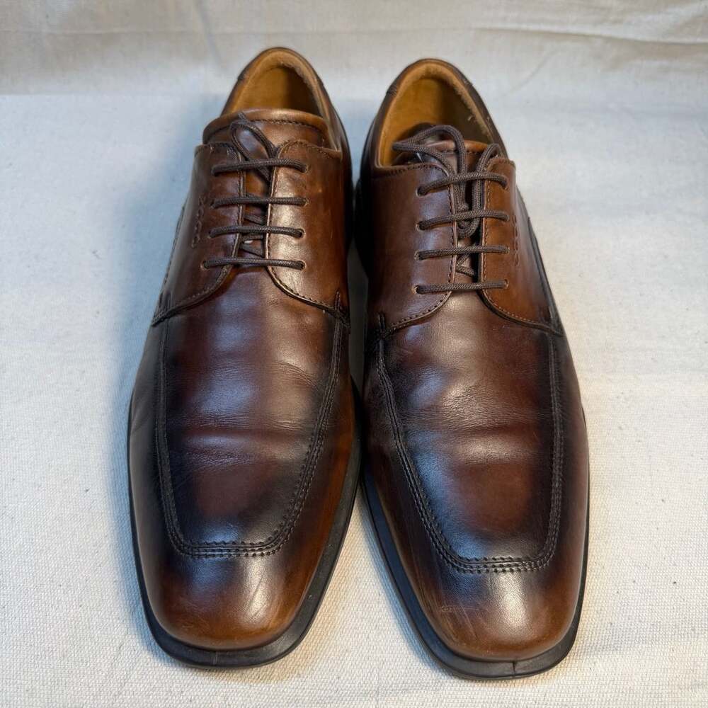 Ecco Cairo Apron Toe Tie Walnut Brown Leather Oxford